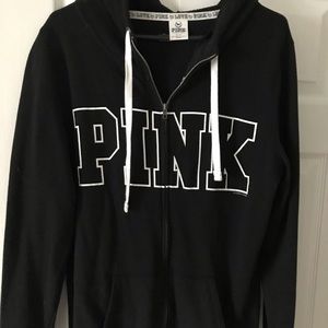 PINK Victoria Secret Black Zip Up Jacket Medium